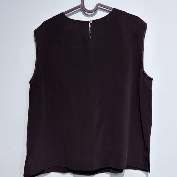 100% Silk Sleevless Blouse Dressy Work Career Preppy 90s - Picture 2 of 2